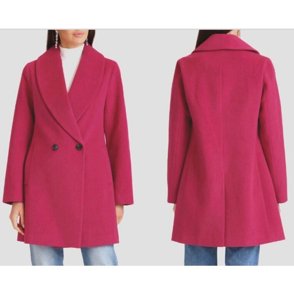 Avec les Filles pink oversized shawl neck peacoat size M